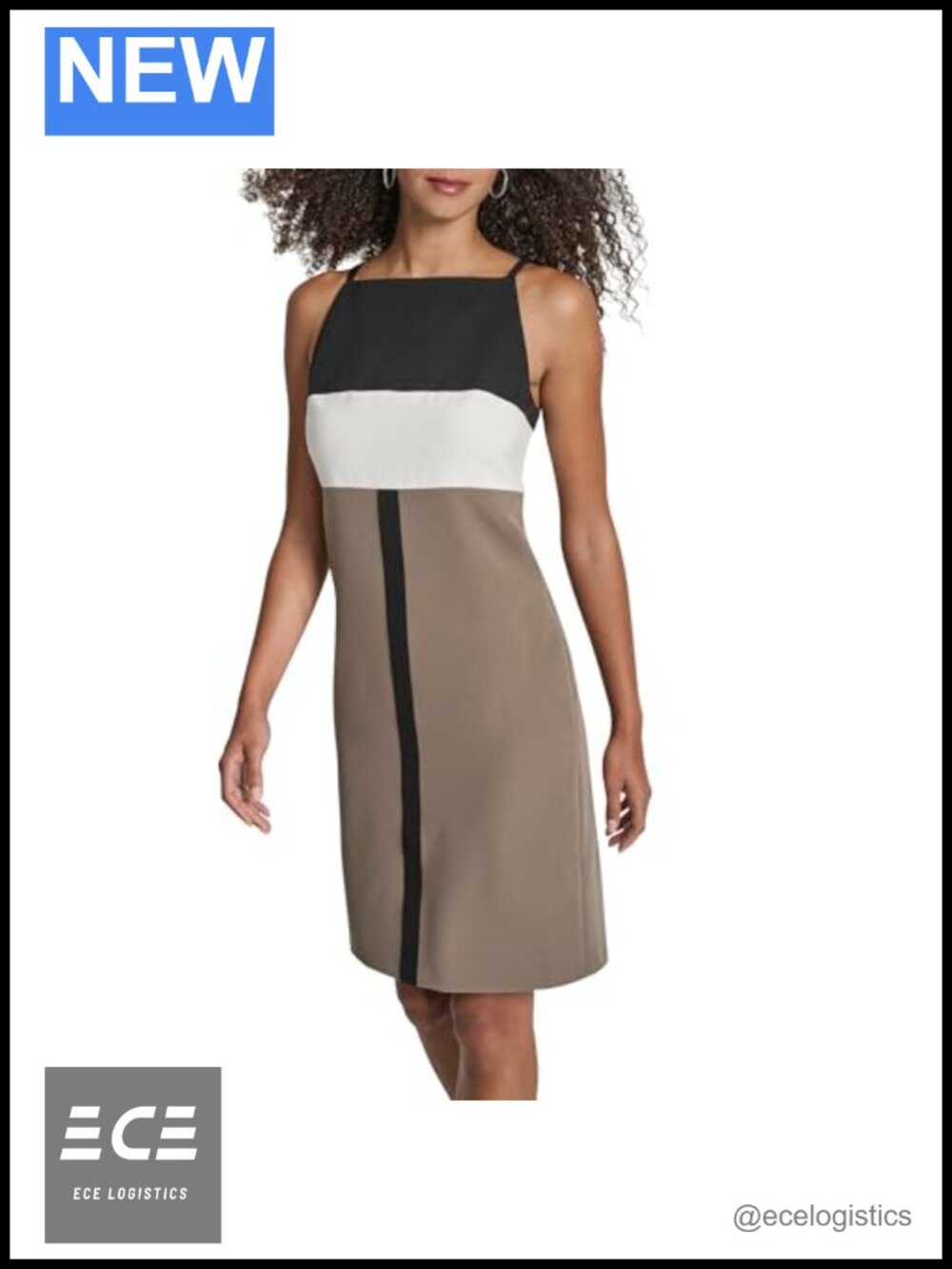 Sleeveless Square Neck Colorblock Sheath Dress Above Knee